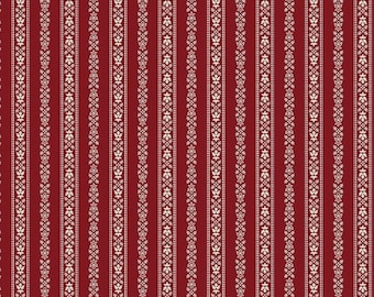 Memories In Redwork - Fourland Stripe Red from Henry Glass Fabric