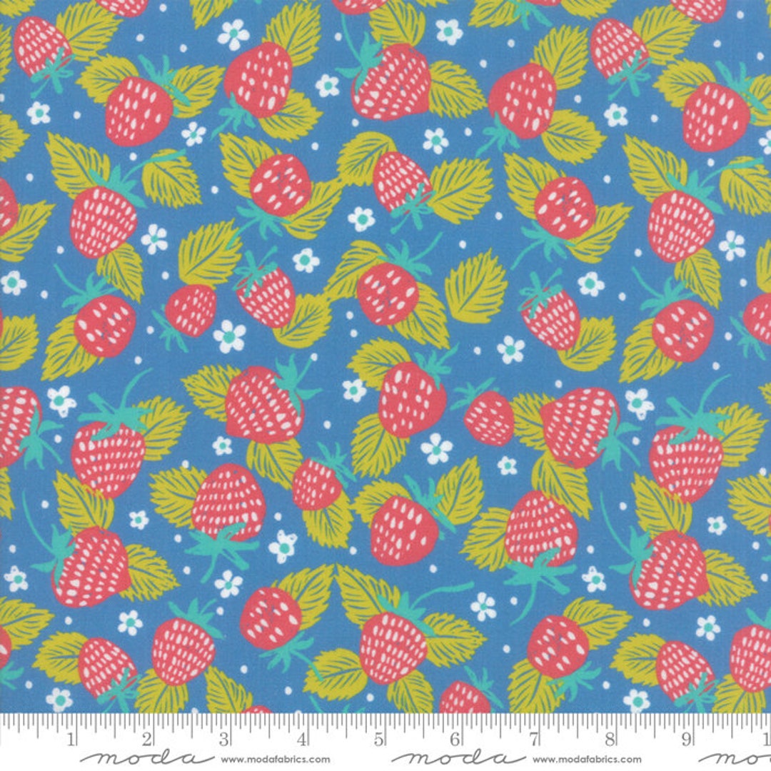 Crystal Manning Growing Beautiful - Strawberry Floral Blue by Crystal Manning From Moda ...