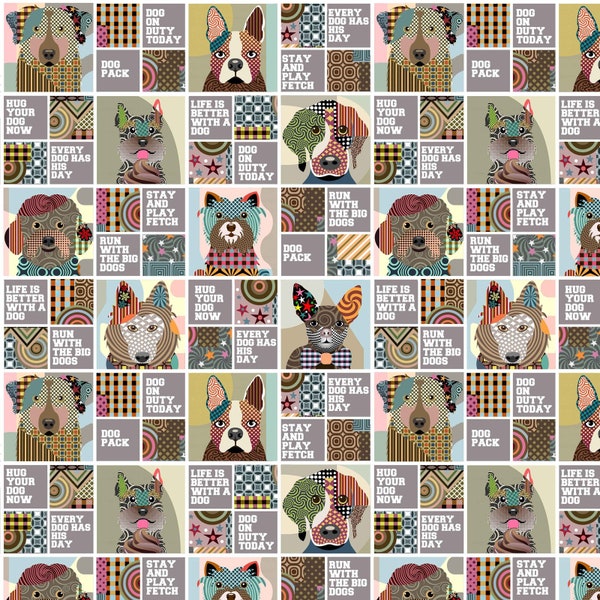 Life Is Better With A Dog - Dog Collage from Print Concepts Fabric