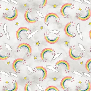 Sweet World - Rainbow Toss Lt Grey from Wilmington Fabric