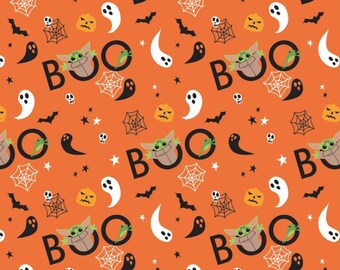 Halloween II - Star Wars Pee A Boo Orange from Camelot Fabrics