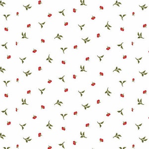 Flower Market - Small Tossed Leaves Flowers White by Jessica Mundo from Henry Glass Fabric
