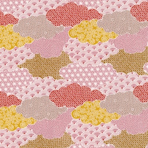 Moon Rabbit Organic DOUBLE GAUZE - Nuages Coral Pink de Paintbrush Studio Fabrics