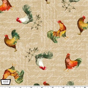 County Fair - Rustic Roosters Khaki from Michael Miller Fabric