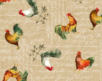 County Fair - Rustic Roosters Khaki from Michael Miller Fabric
