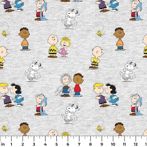 Peanuts - Charlie Brown and Gang Classic Grey from Springs Creative Fabric