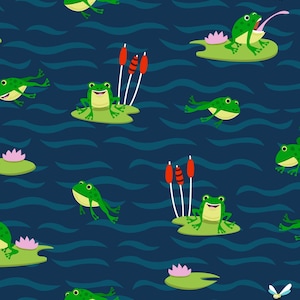 Zooville - My Pad or Yours Frogs Lillypads from Freckle and Lollie Fabric