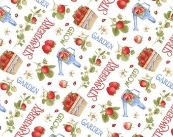 Strawberry Garden - Garden Multi by Jane Shasky from Henry Glass Fabric