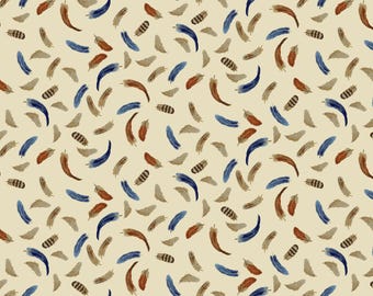 The Chicken Club - Tossed Feathers Cream from Studio E Fabrics