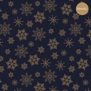 Metallic Snowflakes Navy from The Craft Cotton Company