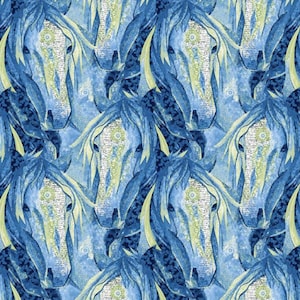 Dream Horses - Horse Heads Navy from Studio E Fabrics
