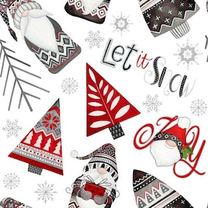 Holiday - Nordic Gnomes White from Springs Creative Fabric