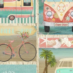 Beach Travel - Patchs de cartes postales par Beth Albert à partir de 3 Wishes Fabric
