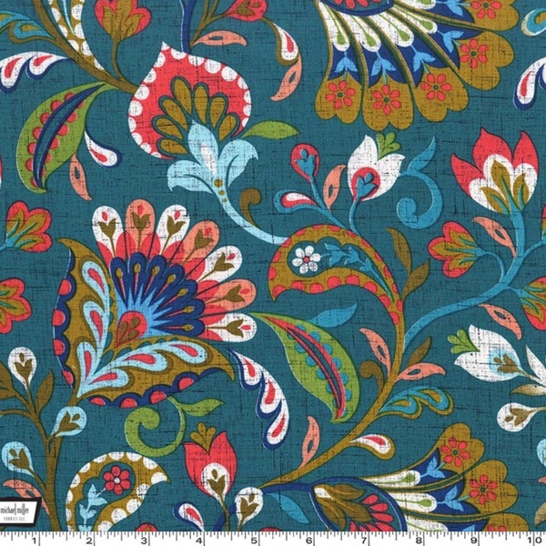 Plume - Fan Fare Floral Peacock Teal from Michael Miller Fabric