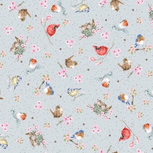 Patch ronce - oiseaux bleu gris par Hannah Dale de Maywood Studio Fabric