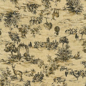 Estilo vintage DOBBY - Toile De Jouy Tan de Kokka Fabric