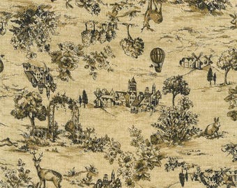 Vintage Style DOBBY - Toile De Jouy Tan från Kokka Fabric