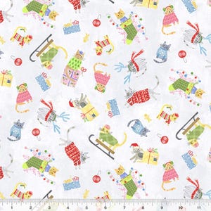 Happy Pawlidays - Meowy Christmas Cats White from Windham Fabrics