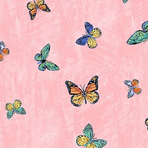 Lovebirds - Butterflies Pink by Two Can Art from Andover Fabrics