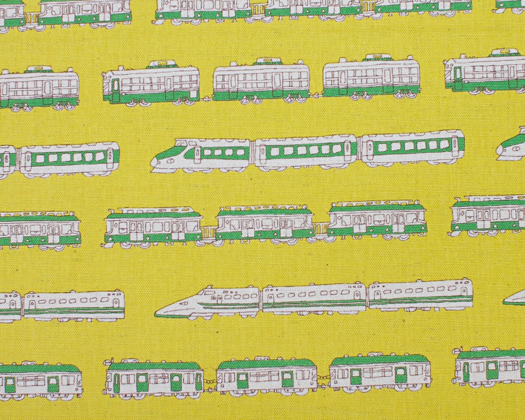 Yellow Train Pattern Background FAT QUARTER - Trains Yellow CANVAS From Kokka Fabric - Etsy