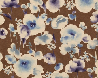 Natural Garden - Big Flower Brown from Kokka Fabric