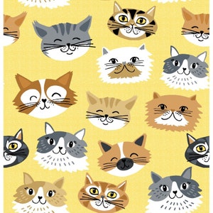 Comfy Flannel Prints - Cats Yellow from A.E. Nathan Company