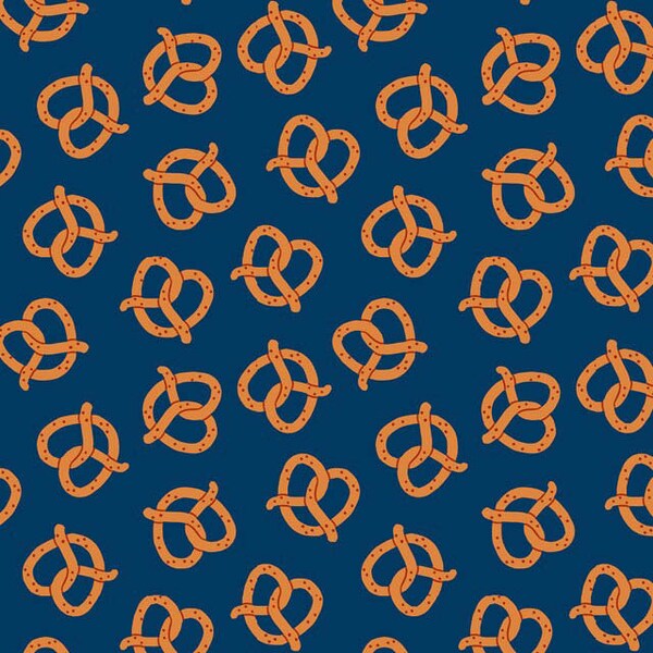 Food Trucks - Pretzels Navy Blue by Jeanie Phan from Paintbrush Studio Fabrics