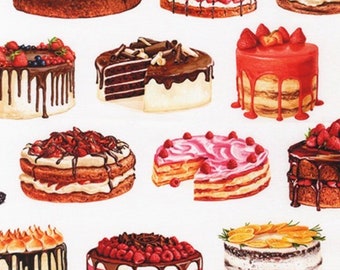 Sweet Tooth - Large Cakes Sweet White from Robert Kaufman Fabric