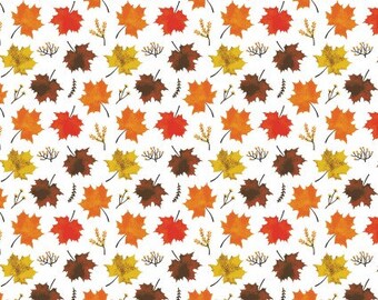 Canadian Boreal Forest - Leaves White from Camelot Fabrics