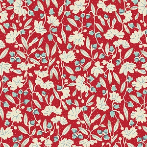 Sweet Ride - Jasmine Floral Crimson by Laundry Basket Quilts from Andover Fabrics