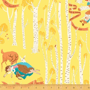Far Far Away 3 - Snow White Forest Yellow by Heather Ross from Windham Fabrics