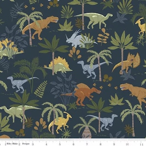 Cretaceous Jungle - Dinos Navy from Riley Blake Fabric