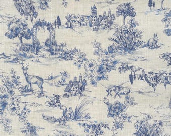 Vintage Style DOBBY - Toile De Jouy Blue från Kokka Fabric