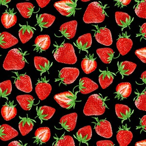 Strawberry Fields Forever - Strawberry Festival Black by  Kanvas Studio from Benartex Fabrics