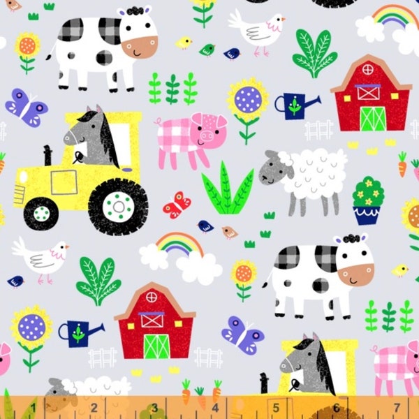 Farm Friends - Life On The Farm Lt Grey from Windham Fabrics