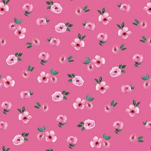 Nightfall Floral ORGANIC - Single Floral Toss Pink from Felicity Fabrics