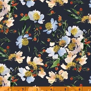 Wildflower - Clair de Lune Midnight by Kelly Ventura from Windham Fabrics