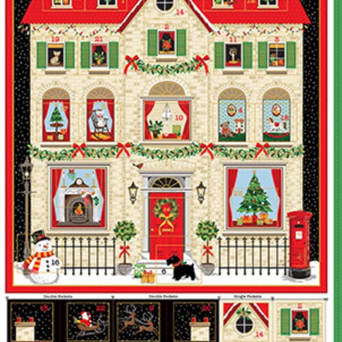 House Advent Calendar PANEL 24 Inches From Makower UK Fabric Etsy