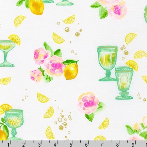 Wishwell - Rose Lemonade Drinks Jade from Robert Kaufman Fabric