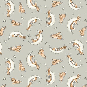 Guess How Much I Love You - Sleepy Hares Lt Taupe by Anita Jeram from Clothworks Fabric