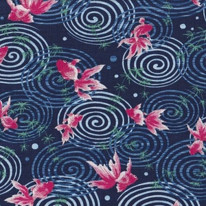 Traditional Japanese Style DOBBY - Koi Blue from Cosmo Fabric