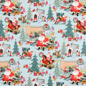 Santa&#39;s Garage Wintergrün von Alexander Henry Fabrics