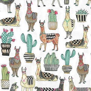 Lovely Llamas COTTON DUCK White from Michael Miller Fabric