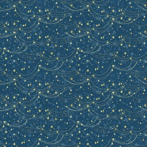 Christmas Magic - Holiday Magic Stars Dk Blue by Kelly Rae Roberts from Benartex Fabrics