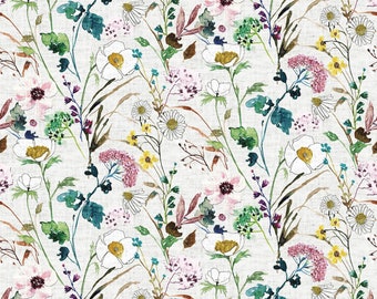 Verdure - Meadow Wildflowers Lt Taupe by Esther Fallon Lau from Clothworks Fabric
