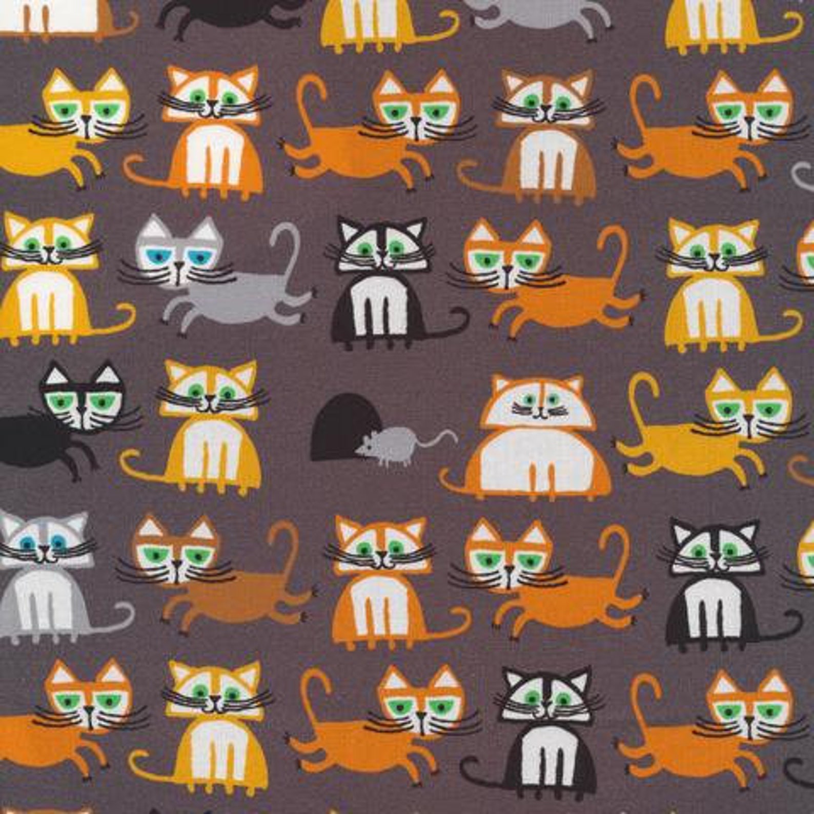 Cats by Ed Emberley From Cloud 9 Fabrics Etsy