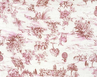 Vintage Style DOBBY - Toile De Jouy Pink från Kokka Fabric