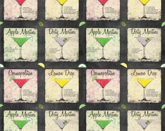 Charcuterie und Cocktails - Martini Set Patch von Print Concepts Fabric