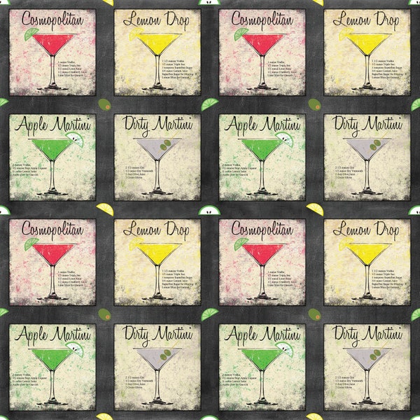 Charcuterie and Cocktails - Martini Set Patch from Print Concepts Fabric