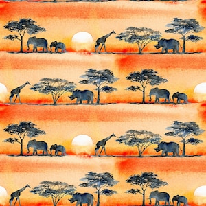 Into The Wild - Sunset Safari Multi by John Keeling from 3 Wishes Fabric